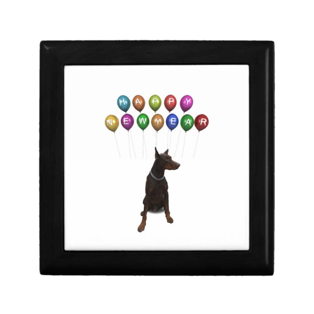 Doberman Pinscher wishing Happy New Year 2016 Jewelry Box (Front)