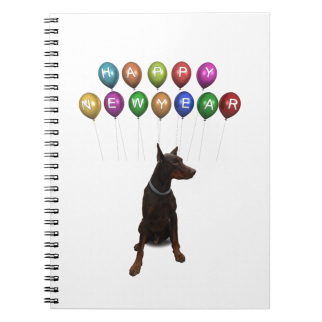 Doberman Pinscher wishing Happy New Year 2016 Notebook (Front)