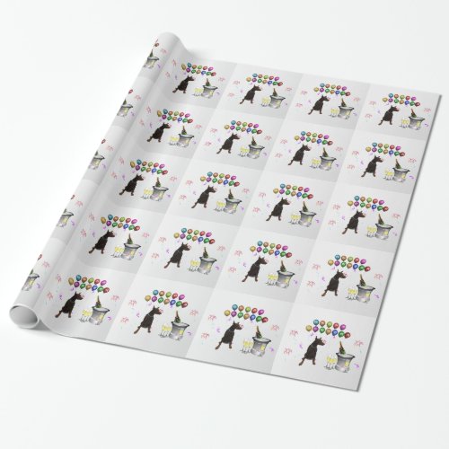 Doberman Pinscher wishing Happy New Year 2016 Wrapping Paper