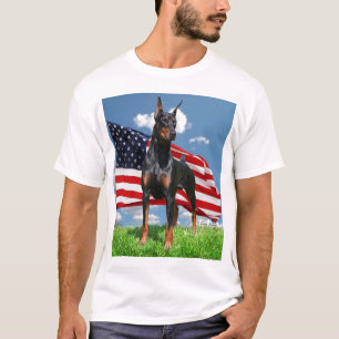 Doberman Pinscher with Flag t-shirt