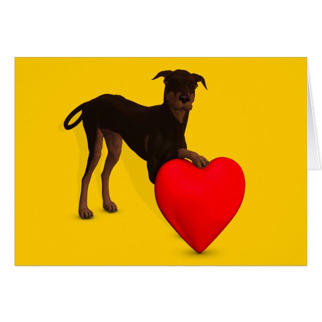 Doberman Pinscher With Heart Cards (Front Horizontal)