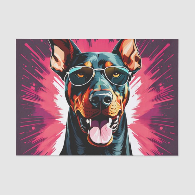 Doberman Pinscher With Sunglasses Tissue Paper (Front)
