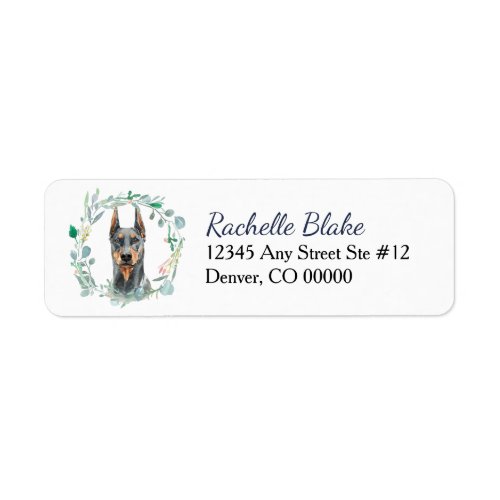 Doberman Pinscher Wreath Return Address Label