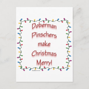 Doberman Pinschers Make Christmas Merry Holiday Postcard