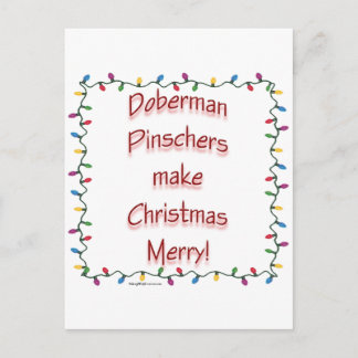 Doberman Pinschers Make Christmas Merry Holiday Postcard
