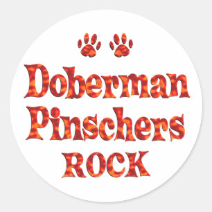 Doberman Pinschers Rock Classic Round Sticker