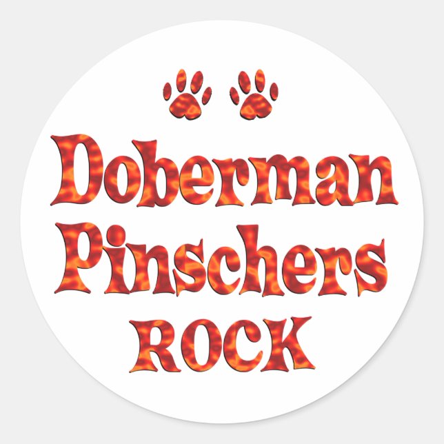 Doberman Pinschers Rock Classic Round Sticker (Front)
