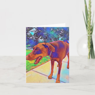 Doberman Playing Ball Blank Greeting Card
