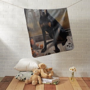 Doberman Pumpkins Halloween Scary Baby Blanket