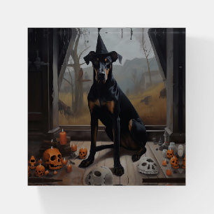 Doberman Pumpkins Halloween Scary Paperweight