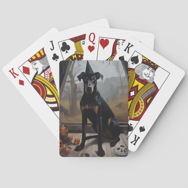 Doberman Pumpkins Halloween Scary Poker Cards (Back)