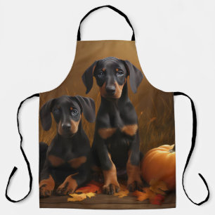 Doberman Puppy Autumn Delight Pumpkin  Apron