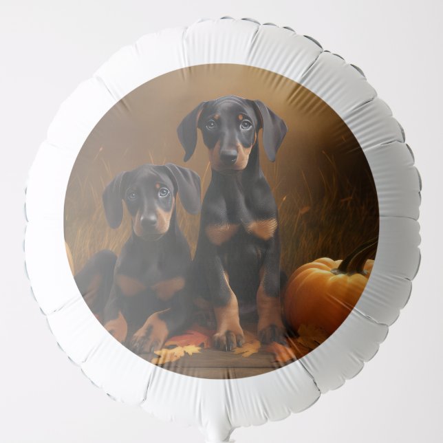 Doberman Puppy Autumn Delight Pumpkin  Balloon (Front)