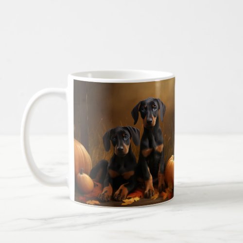 Doberman Puppy Autumn Delight Pumpkin  Coffee Mug