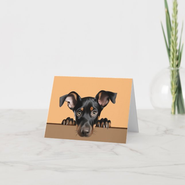 Doberman Puppy Dog Pet Notecard or Thank you Card (Front)