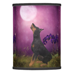 Doberman Purple Fantasy Orchids Dog Art Lamp Shade
