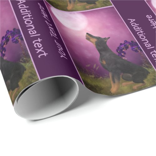 Doberman Purple Moon Fantasy Dog Art Personalized Wrapping Paper