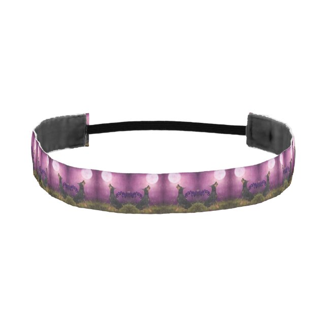 Doberman Purple Orchids Dog Art  Athletic Headband (Front)