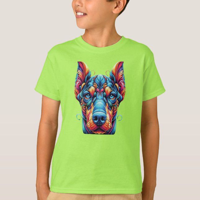 Doberman Rainbow Colorful T-Shirt (Front)