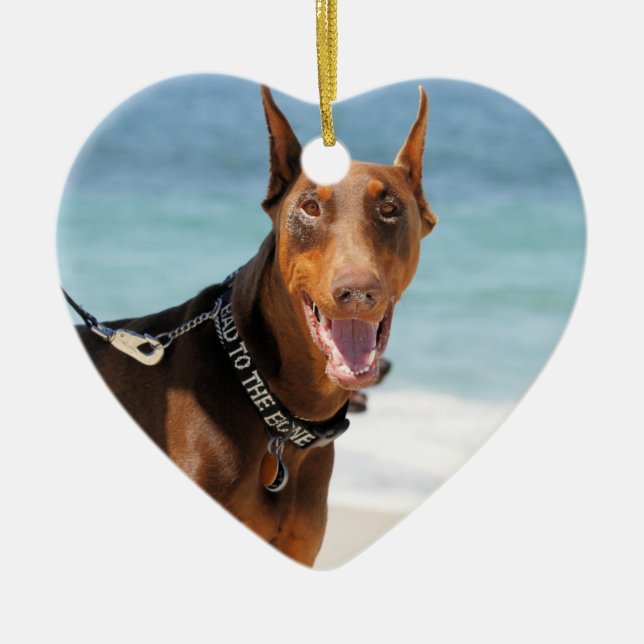Doberman - Red - Bad to the Bone Ceramic Ornament (Front)