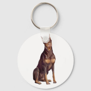 Doberman (red sit) keychain