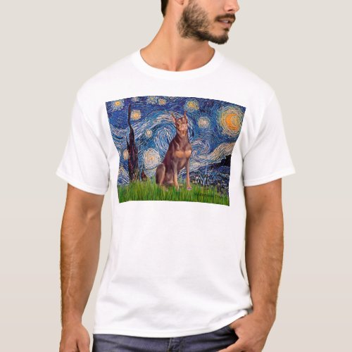 Doberman red _ Starry Night T_Shirt