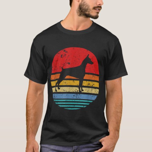 Doberman Retro Sunset Distressed Mom Dad Dog Lover T_Shirt