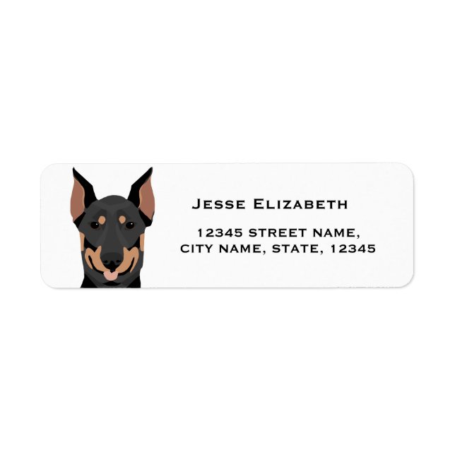 doberman return address label - custom dog labels (Front)