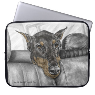 Doberman Riding in Car Laptop Sleeve