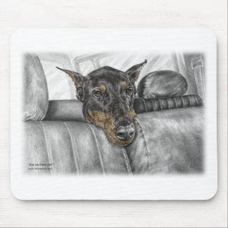 Doberman Riding in Car Mouse Pad