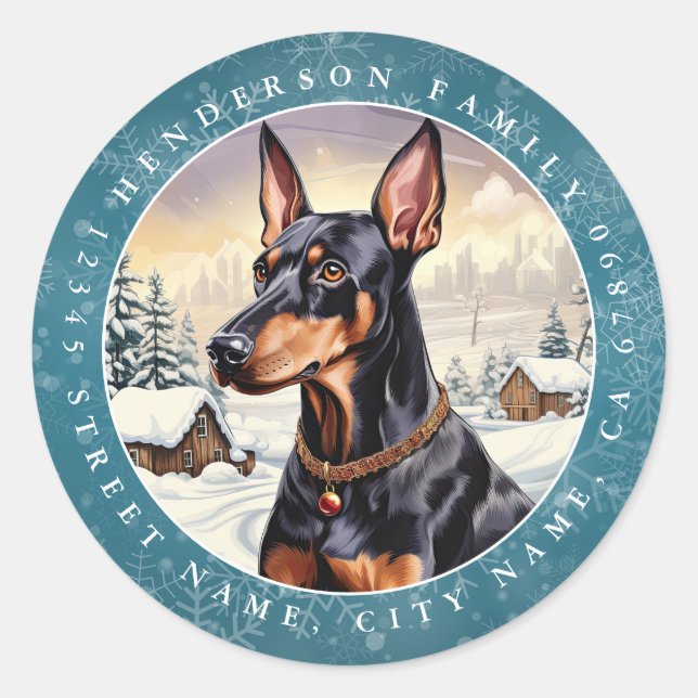 Doberman Round Stickers (Front)