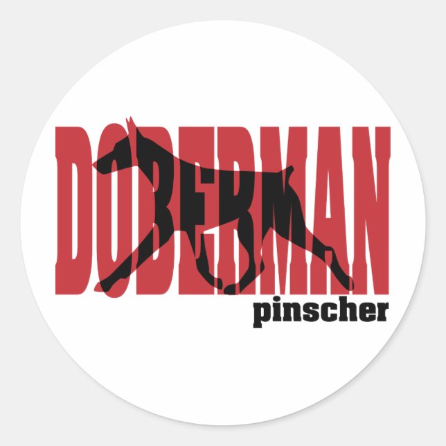 Doberman Silhouette, moving Classic Round Sticker (Front)