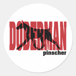 Doberman Silhouette, moving Classic Round Sticker