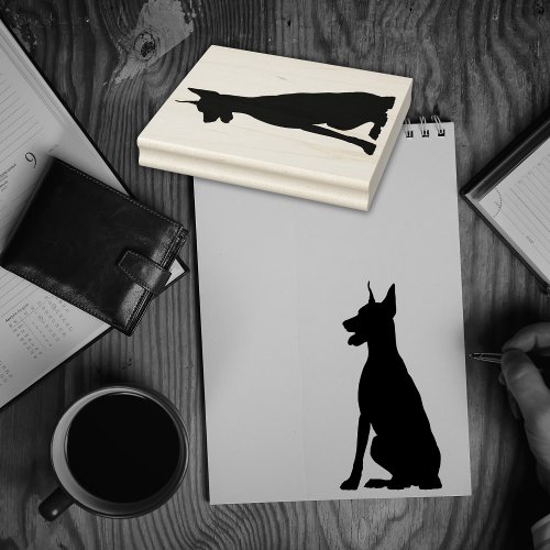 Doberman Silhouette Rubber Stamp