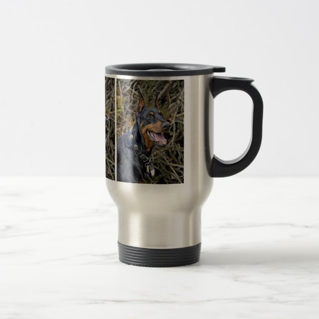 Doberman Smile Travel Mug (Right)
