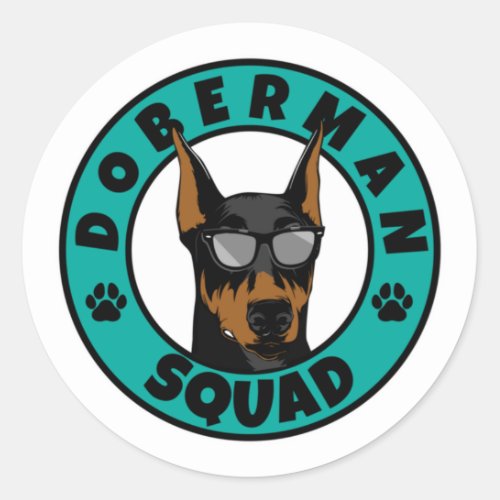 Doberman Squad Classic Round Sticker