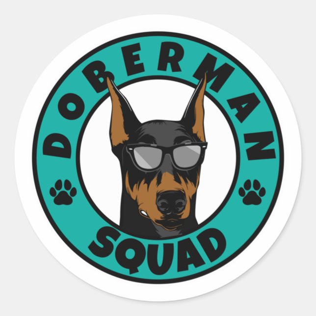 Doberman Squad Classic Round Sticker (Front)