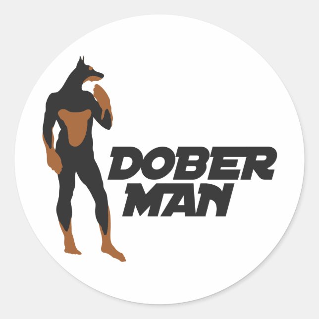 DoberMan Superhero 2 Classic Round Sticker (Front)