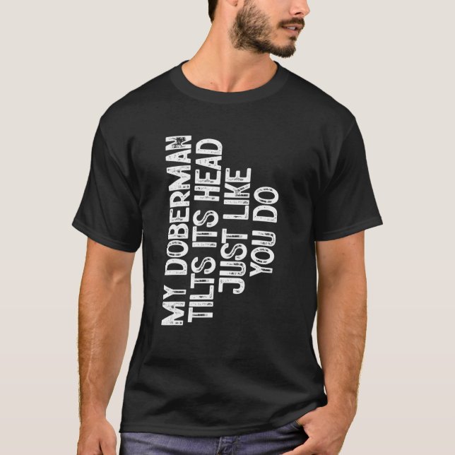 Doberman tilt Dog   Cute Head T-Shirt (Front)