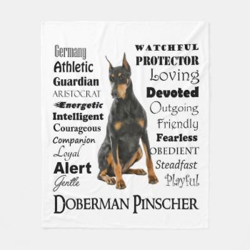 Doberman Traits Fleece Blanket by ForLoveofDogs at Zazzle