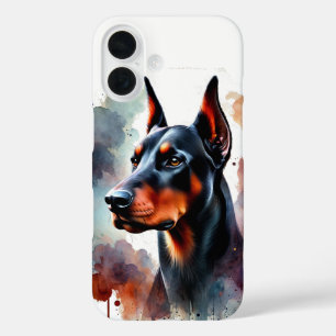 Doberman Watercolor Art iPhone 16 Case