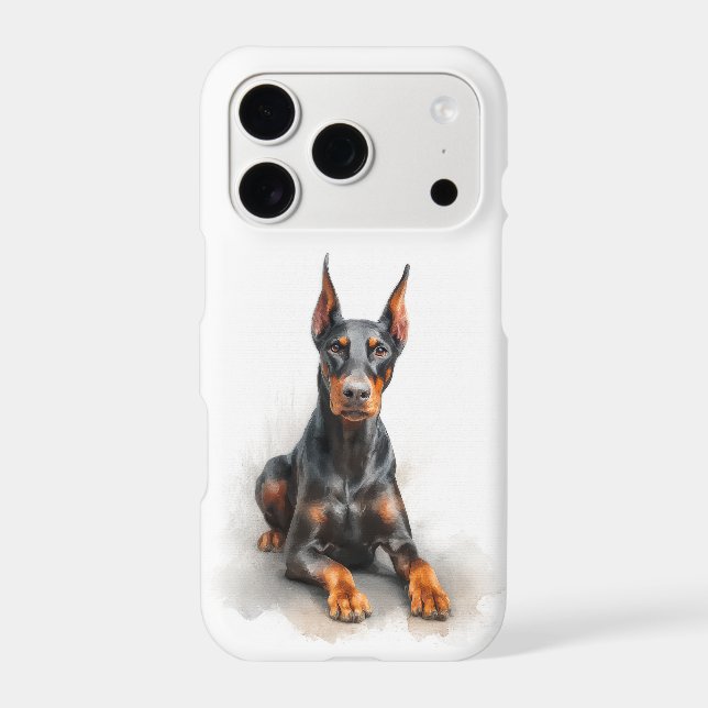 Doberman Watercolor Art iPhone Case (Back)