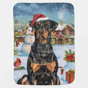 Doberman Winter Wonderland Christmas Joy  Baby Blanket