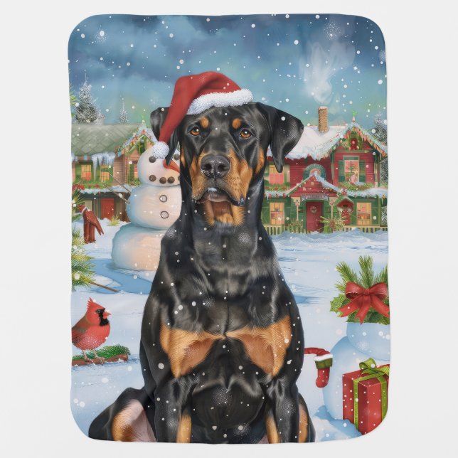 Doberman Winter Wonderland Christmas Joy  Baby Blanket (Front)