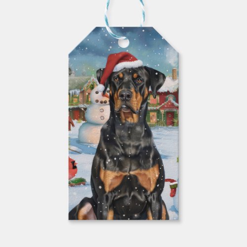 Doberman Winter Wonderland Christmas Joy  Gift Tags