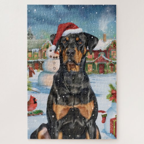 Doberman Winter Wonderland Christmas Joy  Jigsaw Puzzle