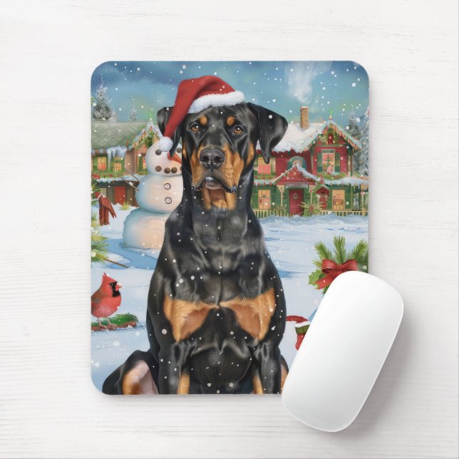 Doberman Winter Wonderland Christmas Joy  Mouse Pad (With Mouse)