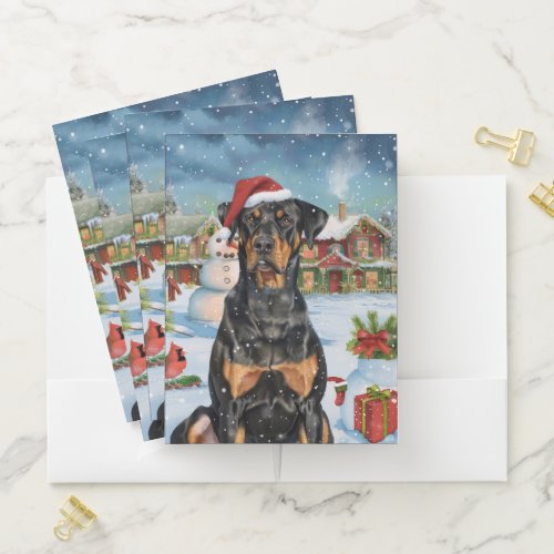 Doberman Winter Wonderland Christmas Joy  Pocket Folder