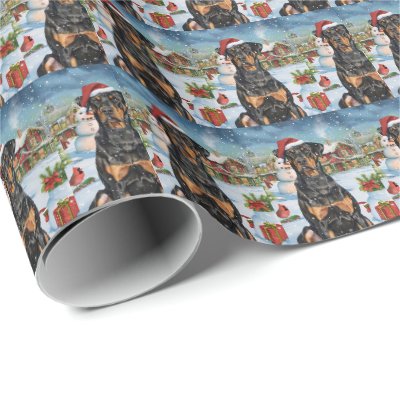 Doberman Winter Wonderland Christmas Joy  Wrapping Paper