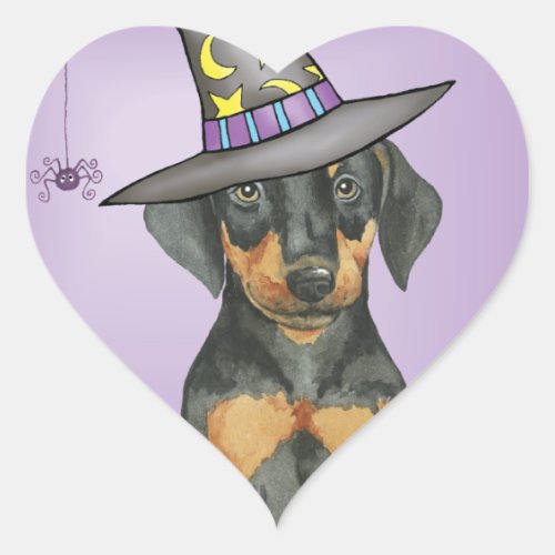 Doberman Witch Heart Sticker